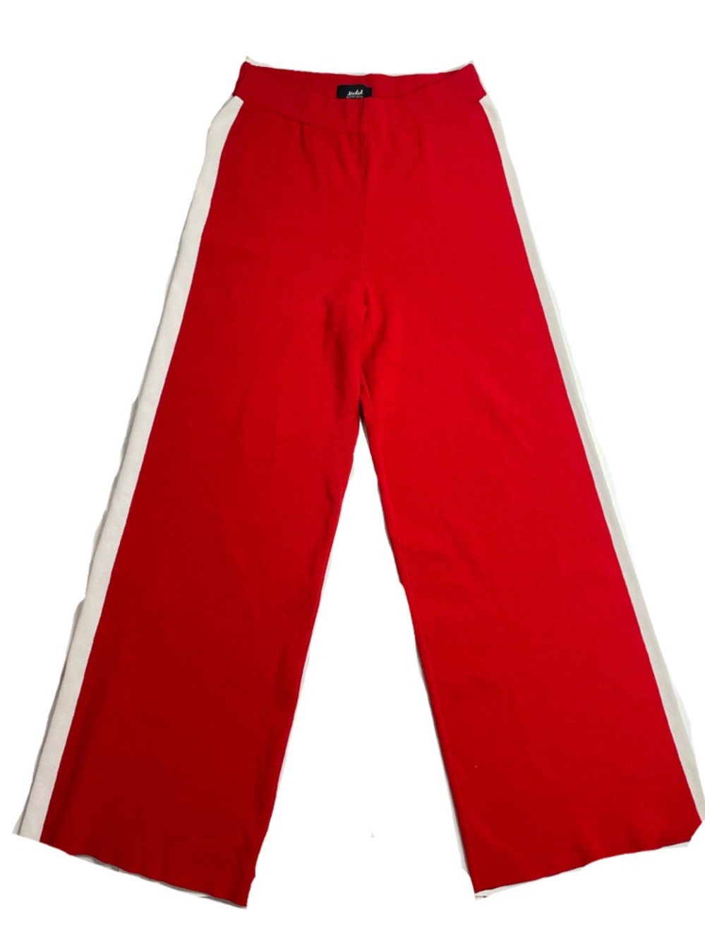 Red Wide Leg Race Stripe Knit Track Pants Sporty MARLED X OLIVIA CULPO